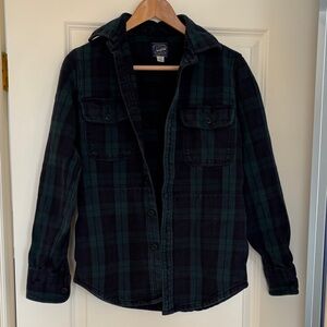J. Crew Men's Green and Black Plaid Shirt Jacket